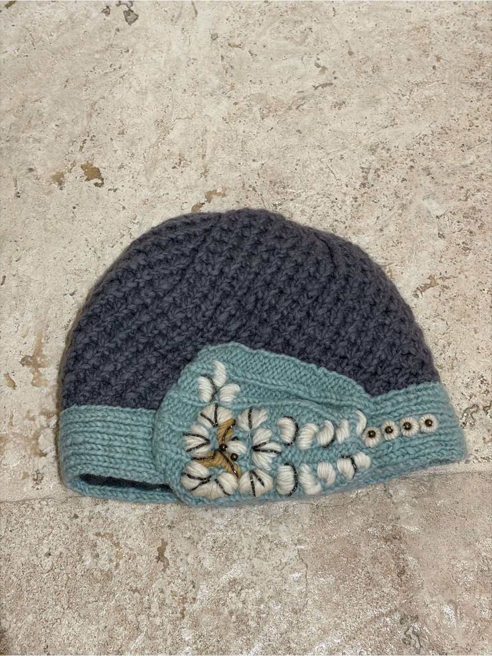 French Knot wool knit beanie